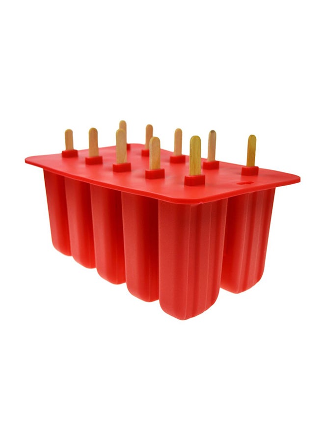 10-Hole Silicone Ice Cream Mould Red 23centimeter