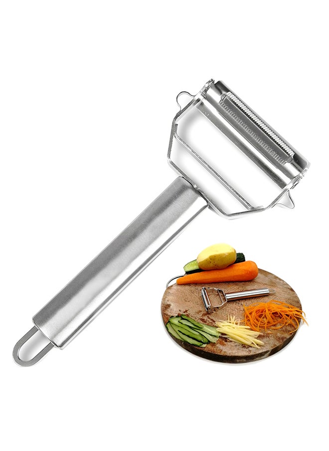 Dual Stainless Steel Vegetable Peeler Silver 18x8.2x2.4centimeter