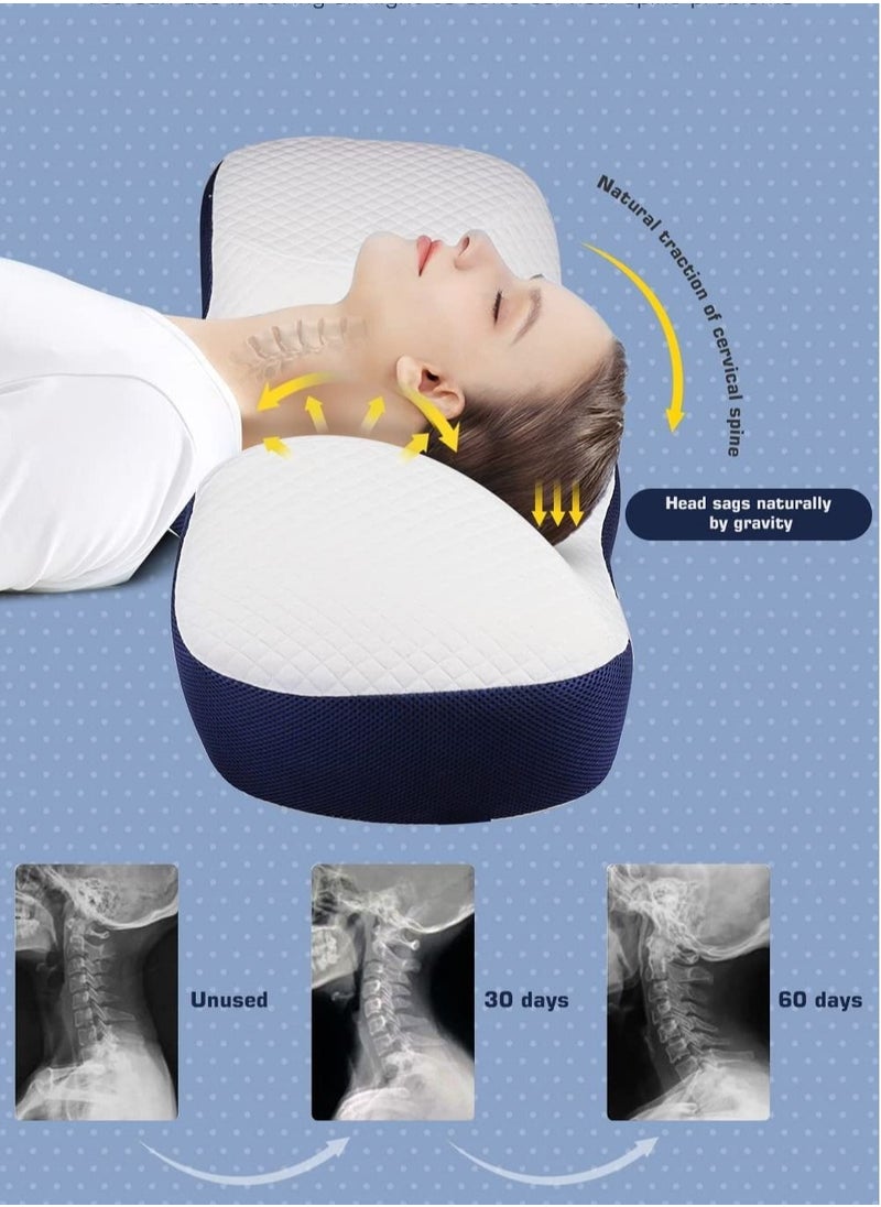 Advanced Memory Foam Pillow  Adjustable Ergonomic Cervical Pillow for Neck and Shoulder Support Pillow for Side Sleepers Polyester