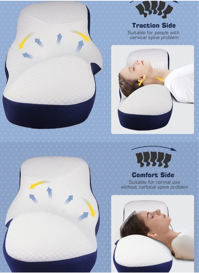 Advanced Memory Foam Pillow  Adjustable Ergonomic Cervical Pillow for Neck and Shoulder Support Pillow for Side Sleepers Polyester