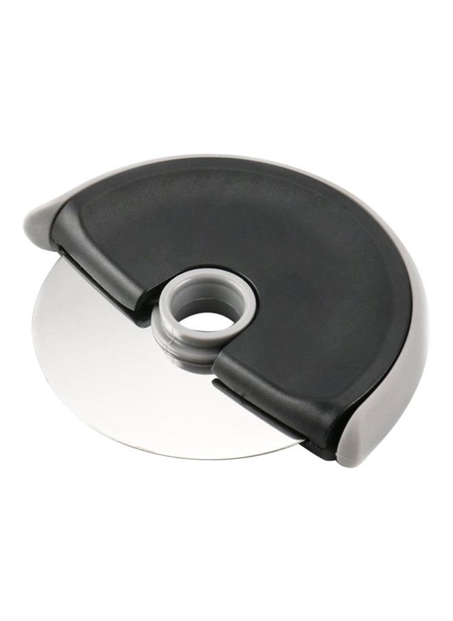 Plastic Round Pizza Cutter Silver/Black 12.4x11.4cm