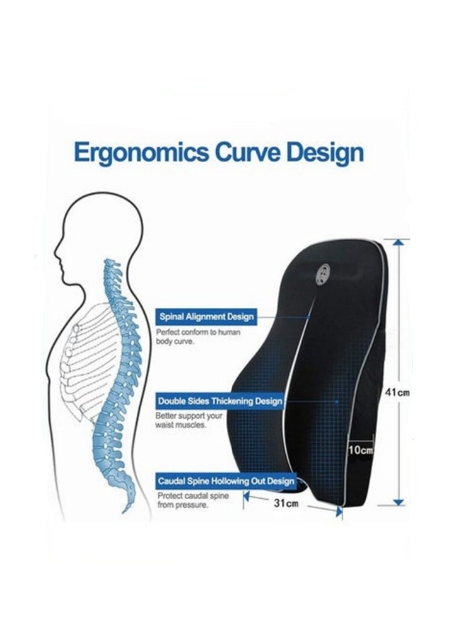 Ergonomic Design 3D Mesh Lumbar Support Pillow and Memory Foam Back Cushion