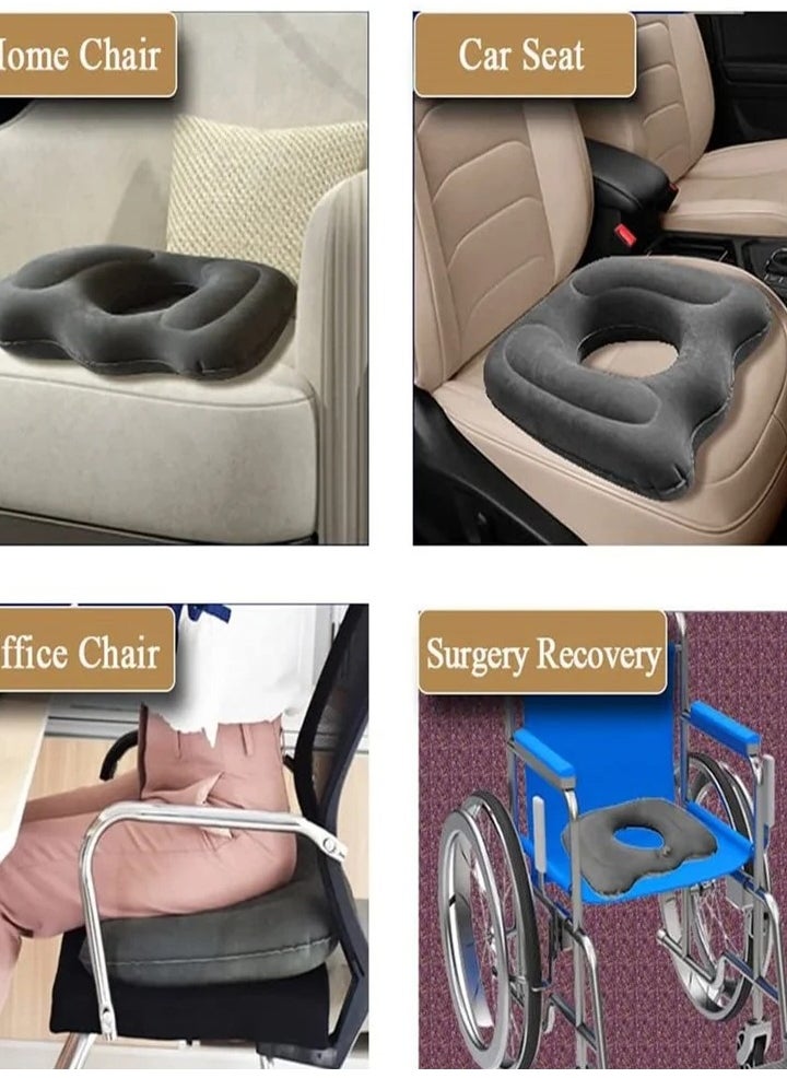 Inflatable Donut Cushion Seat for Office Chair, Portable Sciatica Pillow for Sitting Tailbone Pain Car Seat Cushions, for Hemorrhoids Pressure Sores Wheel Chair, Prolonged Sitting Daily Use