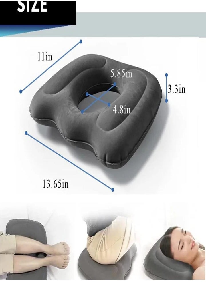 Inflatable Donut Cushion Seat for Office Chair, Portable Sciatica Pillow for Sitting Tailbone Pain Car Seat Cushions, for Hemorrhoids Pressure Sores Wheel Chair, Prolonged Sitting Daily Use