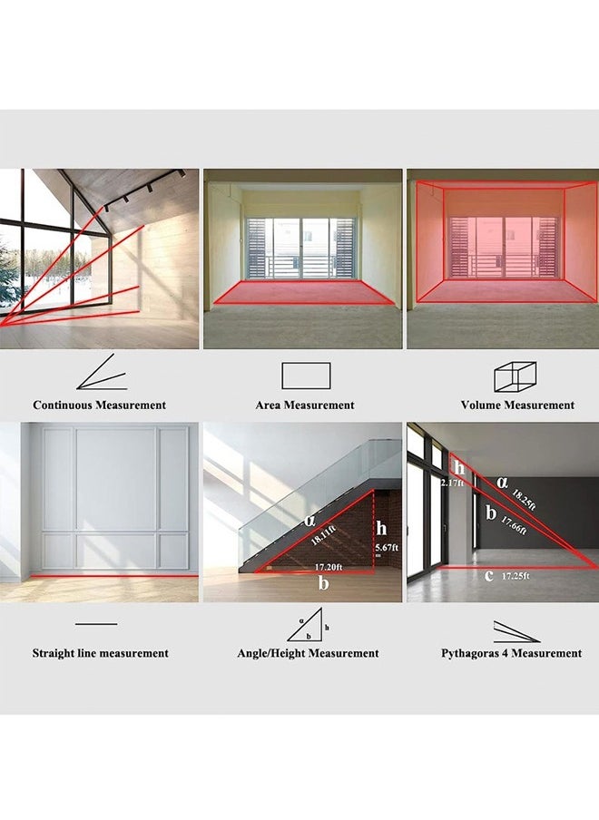 Laser Measure 40M, Ft/in/M Unit Switch Digital Laser Tape Measure with Bubble Level Laser Measurement Tool, LCD Backlit Laser Distance Measure Pythagorean Mode Area and Volume Measuring
