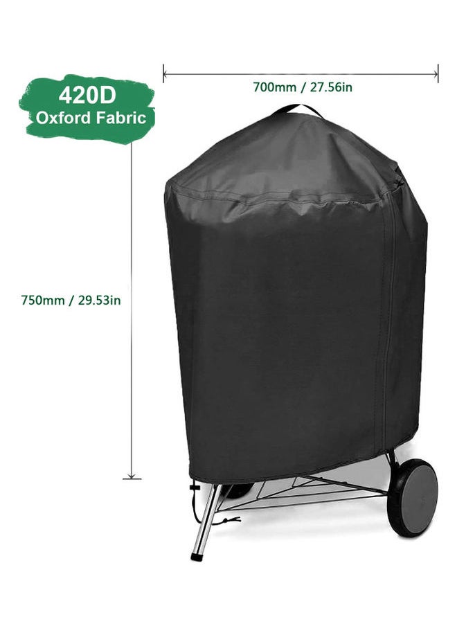 420D Oxford Fabric Outdoor Cylindrical Barbecue Cover With Handle Black 75x70cm