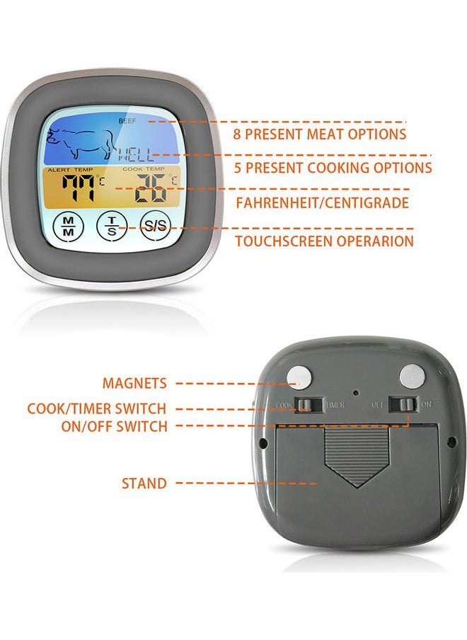 Touchscreen Meat Food Digital Thermometer Black 19 x 3 x 9cm