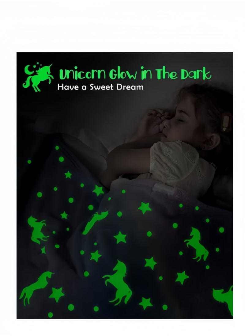 Flannel Blanket,Glow in The Dark Blanket,Glow Throw Blanket For Kids,50