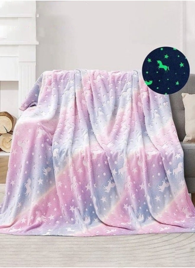 Flannel Blanket,Glow in The Dark Blanket,Glow Throw Blanket For Kids,50