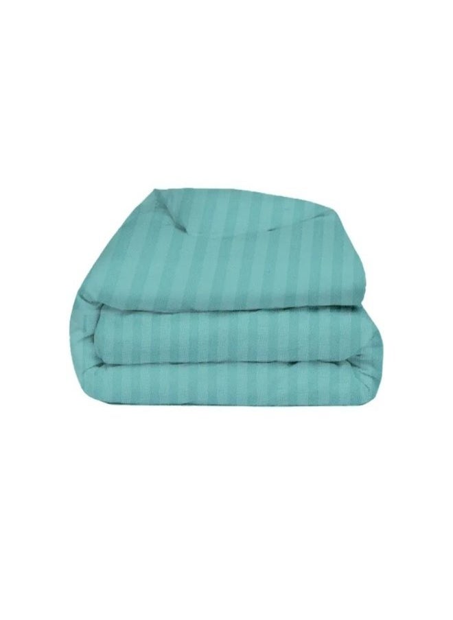 Hotel Bedding Linen Set - 4 Piece Single Duvet Cover Set - Includes 1 Fitted Sheet 120x200cm, 1 Duvet Cover 160x220cm, and 2 Pillowcases 50x75cm - Super Soft, Luxurious, and Elegant - Stripe - Green