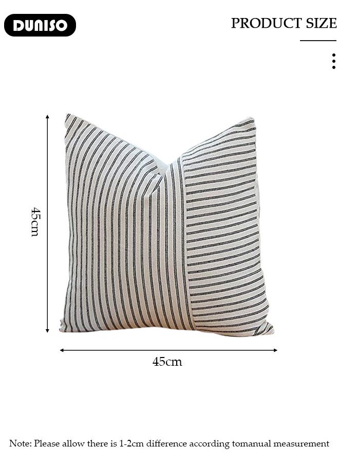 Decorative Throw Pillow Covers 45x45cm Set of 2 ,Cushion Covers Square Modern Stripe Pillowcases , Decorative Pillow Covers for Couch,Car,Bedroom,Living Room