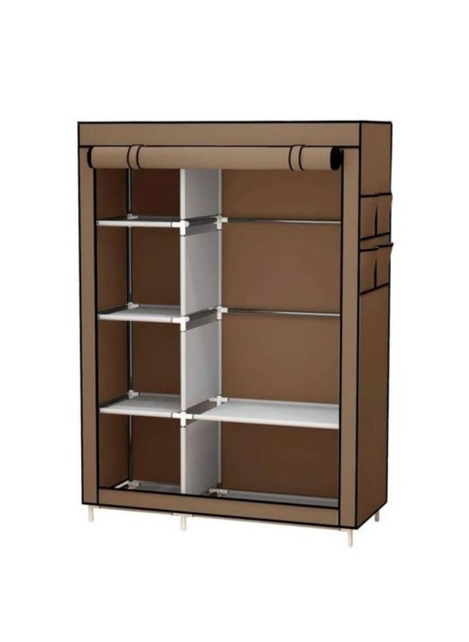 Portable Wardrobe Clothes Storage Organizer, Fabric Wardrobe For Clothing Brown 105x170x45cm