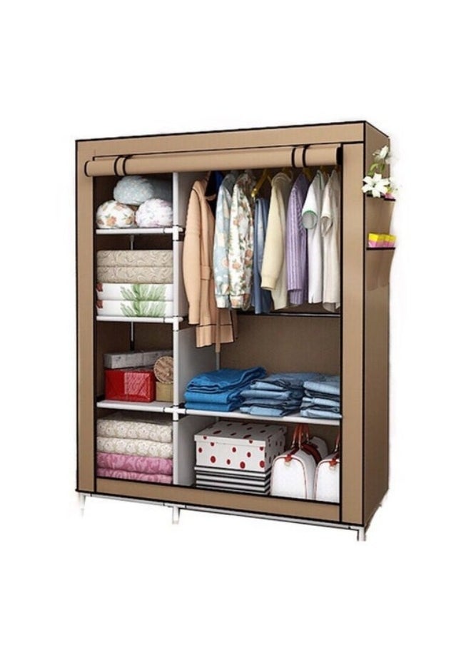 Portable Wardrobe Clothes Storage Organizer, Fabric Wardrobe For Clothing Brown 105x170x45cm