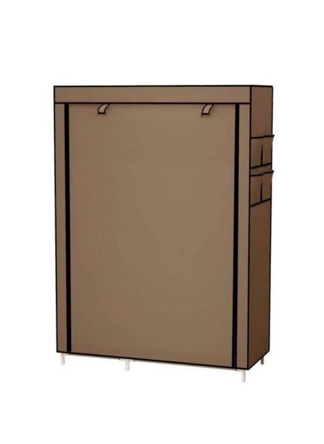 Portable Wardrobe Clothes Storage Organizer, Fabric Wardrobe For Clothing Brown 105x170x45cm