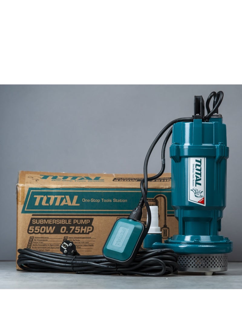 Total Submersible Pump 370W (0.5HP) - 17m Head, 100L/min Flow Rate, Clean Water Pump with Float Switch, Stainless Steel Construction, for Water Draining, Irrigation & Well Use