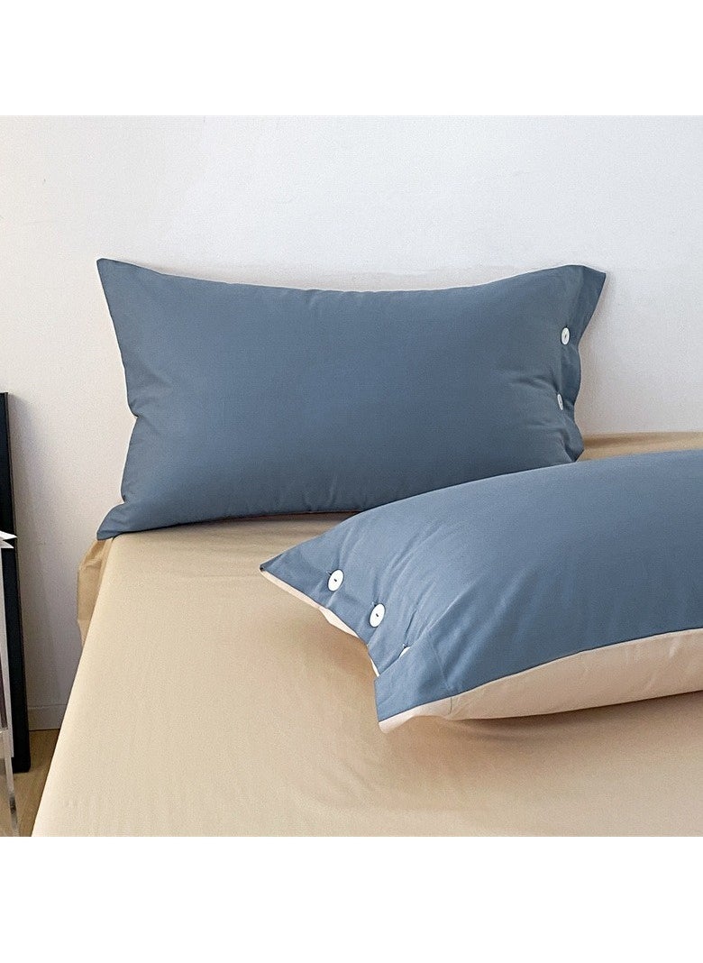 Bed Cover Set, Soft Luxurious Pure Bedsheet Set, Long-staple Cotton Simple Solid Color Bed Sheet Quilt Cover Bedding Twill Cotton Set,( Yellow, 2.0m Bed Sheet Four-piece Set)