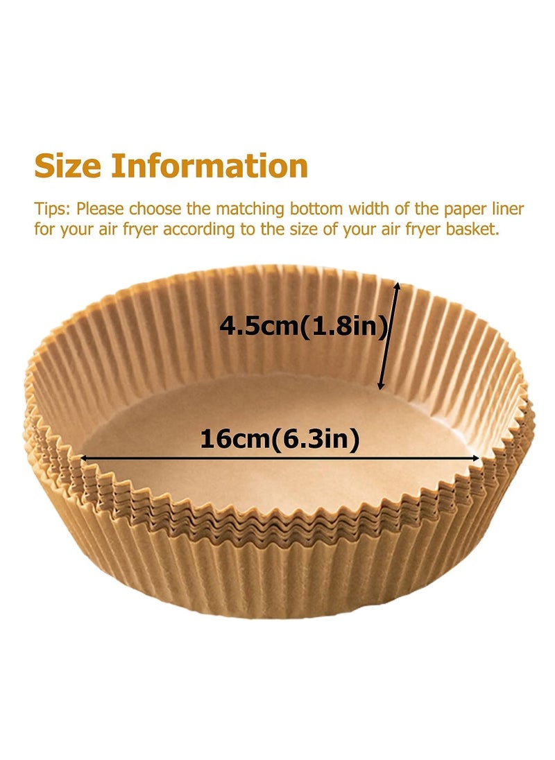 100 Pieces Disposable Non Stick Parchment Paper for Air Fryer Round 16cm, Brown