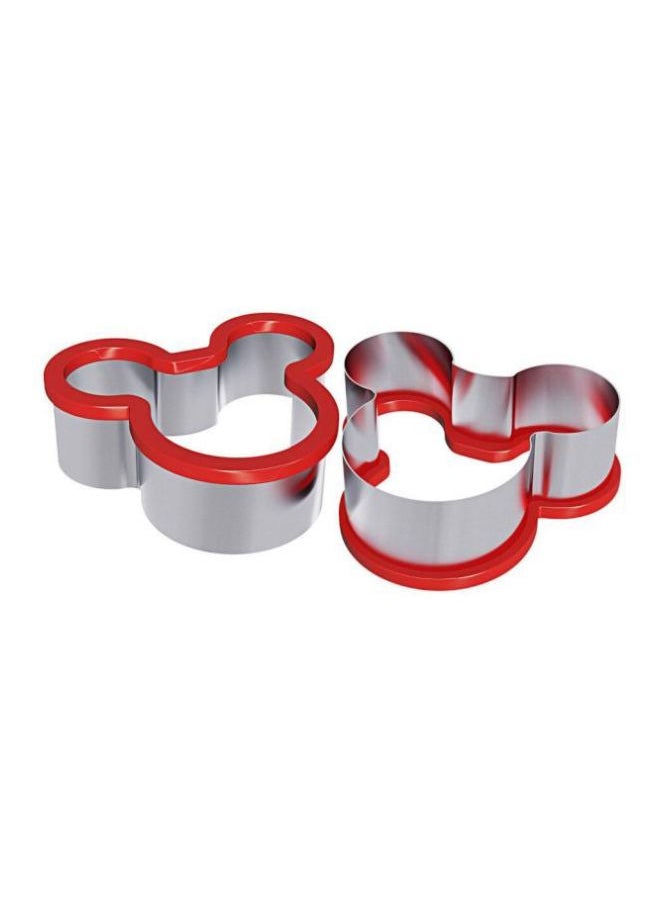 2-Piece Mickey Mouse Cookie Cutter Set Red/Silver