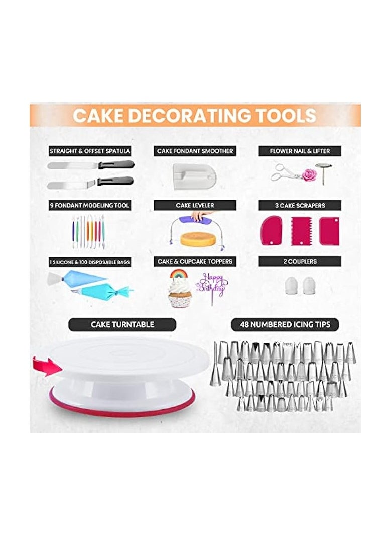 Baking and Cake Decorating Supplies kit | All-in1 Cake Decoration Tools Kit for Baking, Decorating, Serving –3 Springform Pans, 48 Numbered Icing Tips