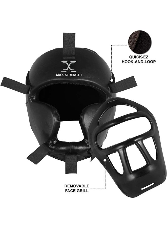 Max Strength Headguard for Boxing MMA Training | Head Guard with Removable Face Grill (Senior)