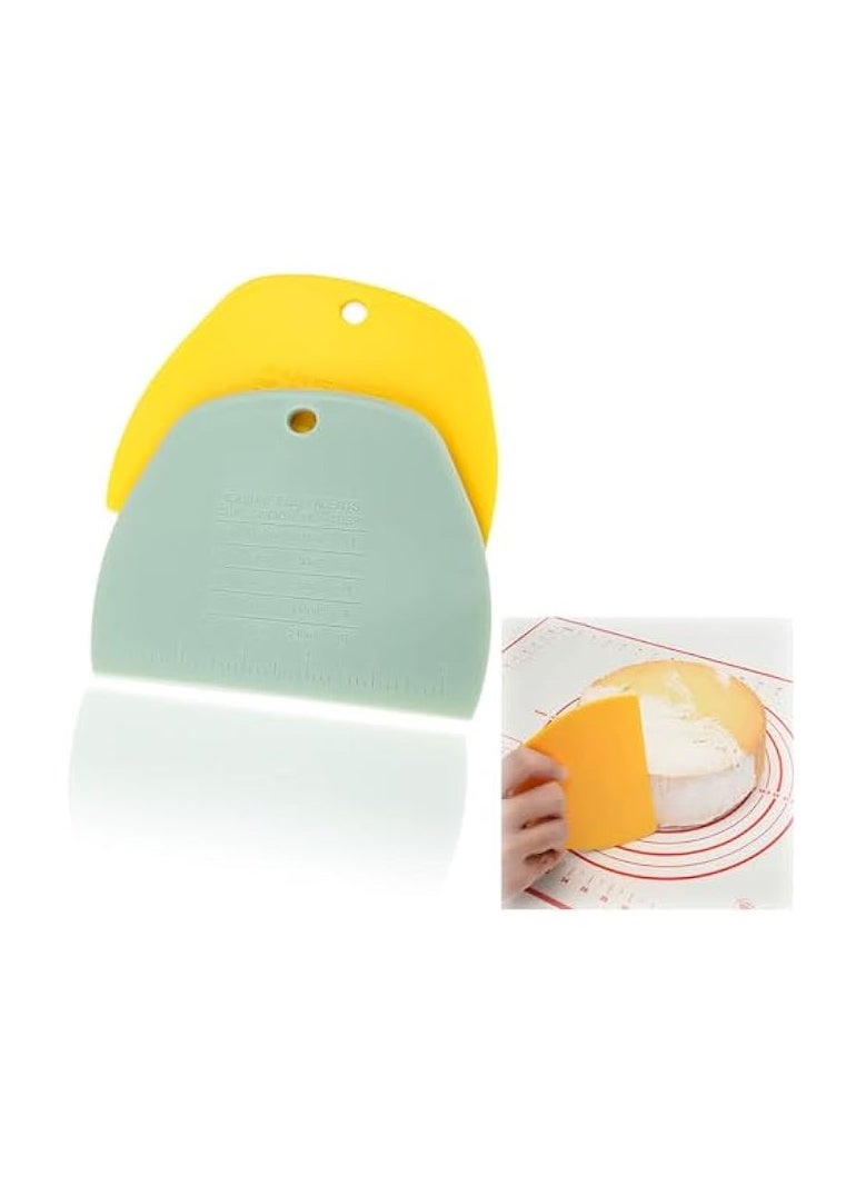 Dough Scraper Set - Multipurpose Bench Cutter for Dough, Cake, Bread - 2 Pieces Food Scrapers