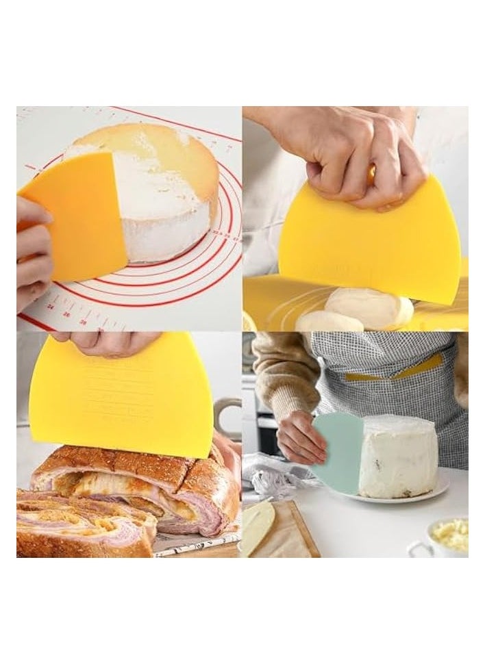 Dough Scraper Set - Multipurpose Bench Cutter for Dough, Cake, Bread - 2 Pieces Food Scrapers