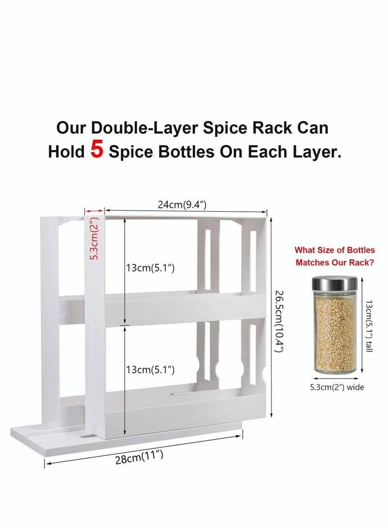 Rotating Spice Rack Plastic Seasoning Rack Storage 2 Tier Pull Out Kitchen  Organiser Slide Salt Bottle Box Holder Shelf Counter Spice Stand