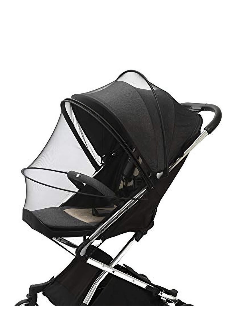 Universal Mosquito Net for Stroller - Retractable Zipper Design, Breathable and Durable Full Cover, Foldable Anti-Mosquito Mesh, Non-Deformation (Black)