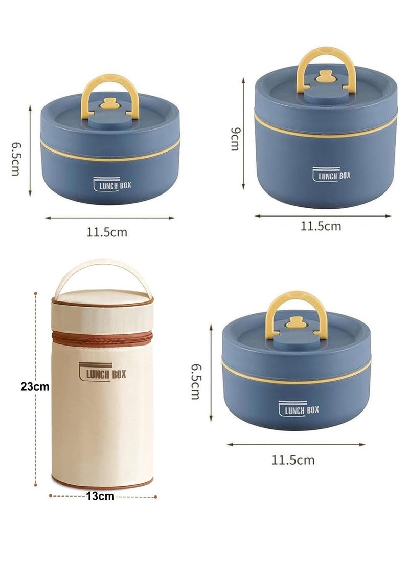 3 Tier Portable Insulated Lunch Containers with Bag, Separate Stackable Lunch Container, Leakproof Stackable Stainless Steel Food Container, for Adult Men Women Kids, Insulated Bento Boxes