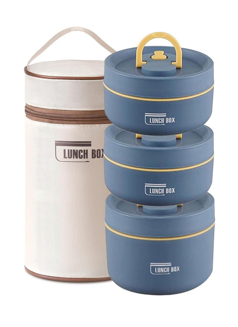 3 Tier Portable Insulated Lunch Containers with Bag, Separate Stackable Lunch Container, Leakproof Stackable Stainless Steel Food Container, for Adult Men Women Kids, Insulated Bento Boxes