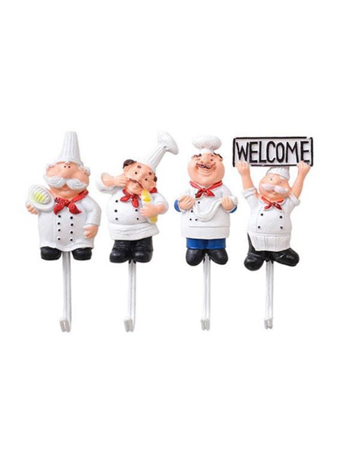 4-Piece Cartoon Shape Hooks For Utensils Multicolour 5centimeter