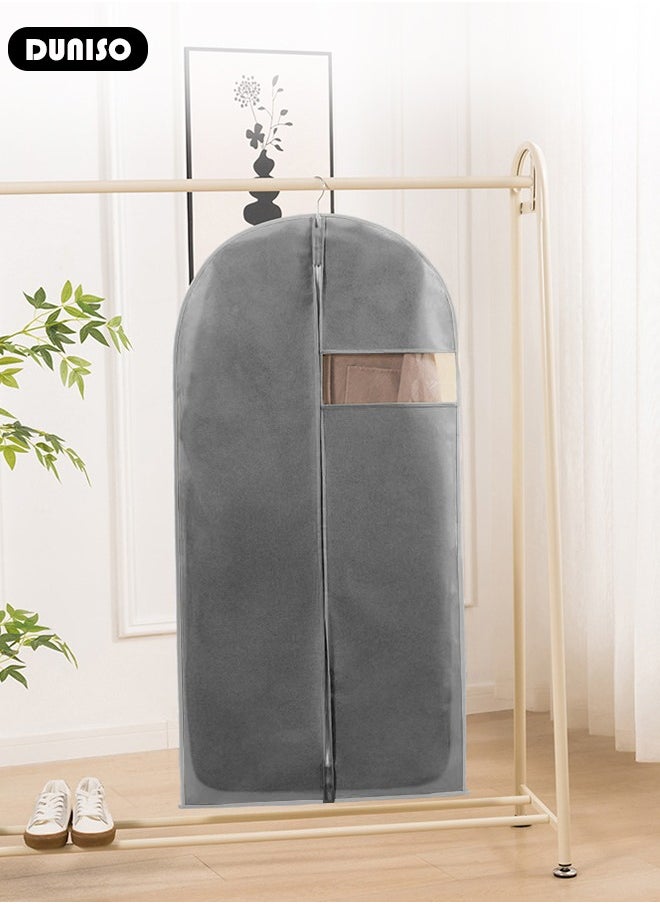 5 Pack Garment Bags for Hanging Clothes with Full Zipper and Clear Window, Dust Proof Hanging Clothes Storage Bag Travel Hanging Garment Bags for Closet Storage, Suit Bags for Closet Storage and Travel