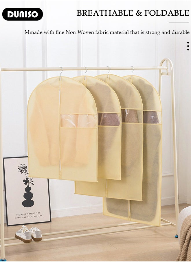 5 Pack Garment Bags for Hanging Clothes with Full Zipper and Clear Window, Dust Proof Hanging Clothes Storage Bag Travel Hanging Garment Bags for Closet Storage, Suit Bags for Closet Storage and Travel