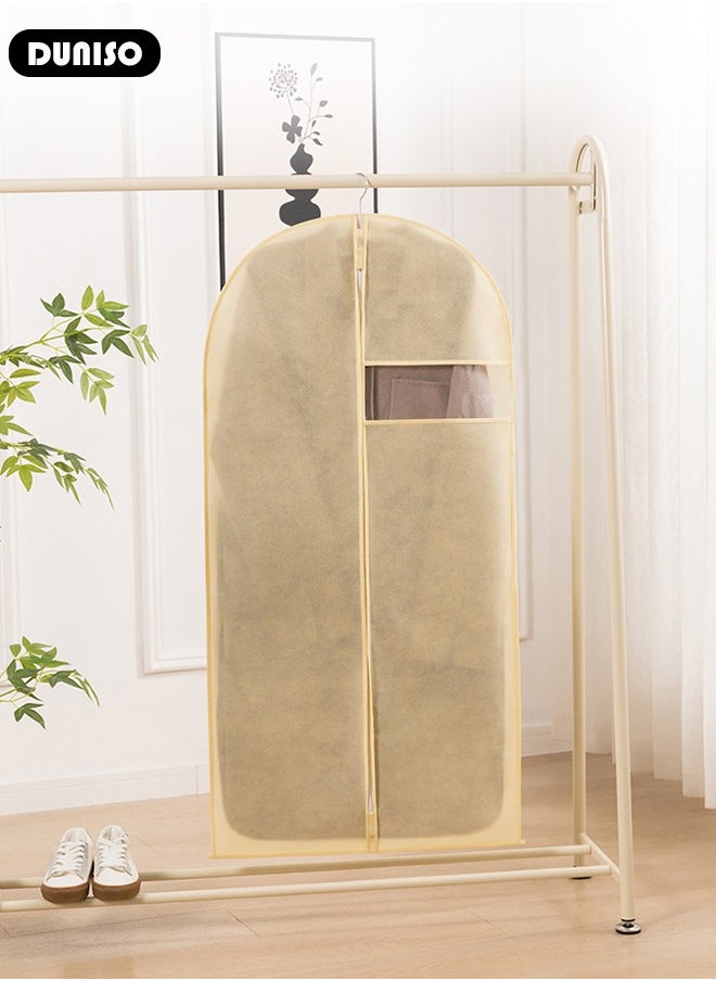 5 Pack Garment Bags for Hanging Clothes with Full Zipper and Clear Window, Dust Proof Hanging Clothes Storage Bag Travel Hanging Garment Bags for Closet Storage, Suit Bags for Closet Storage and Travel