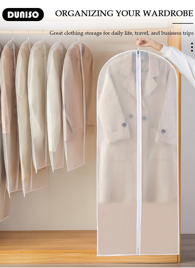 10 Pack Clear Garment Bags for Hanging Clothes with Full Zipper, Dust Proof Hanging Clothes Storage Bag Travel Hanging Garment Bags for Closet Storage, Suit Bags for Closet Storage and Travel 60*140cm