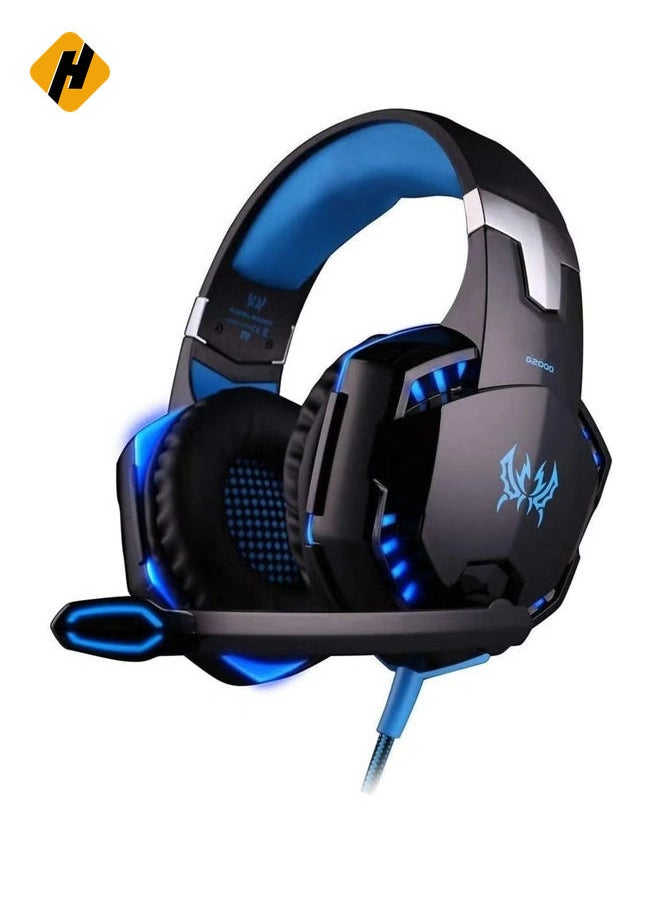 G2000 Gaming Headset, Surround Stereo Gaming Headphones with Noise Cancelling Mic, LED Lights & Soft Memory Earmuffs, Works with PS4, Nintendo Switch, PC Mac Computer Games