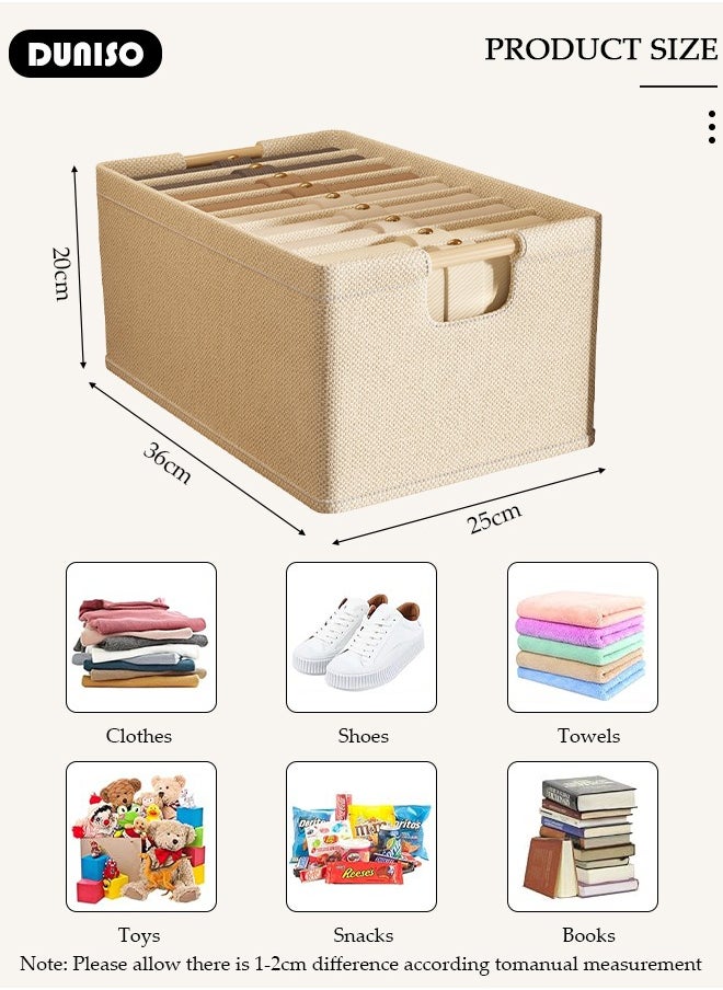 6 pcs Foldable Closet Storage Organizer, Wardrobe Clothes Organizer For Clothing, Sheets, Toys, Books,Washable Closet Storage Boxes with Carrying Handles Cube Stackable Storage Bin for Home Bedroom Office