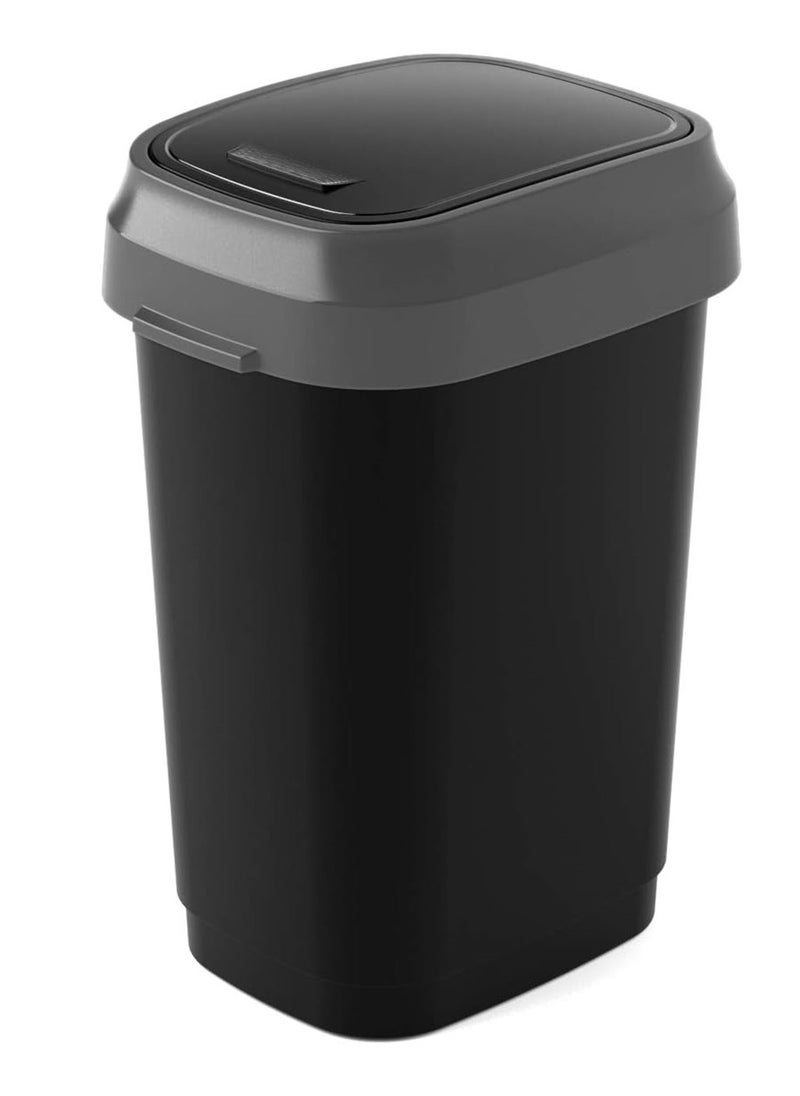 Kis Dual Swing Bin, 10L Black with Odour Control & Durable Design