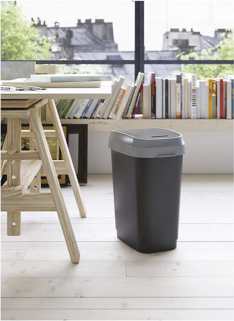 Kis Dual Swing Bin, 10L Black with Odour Control & Durable Design