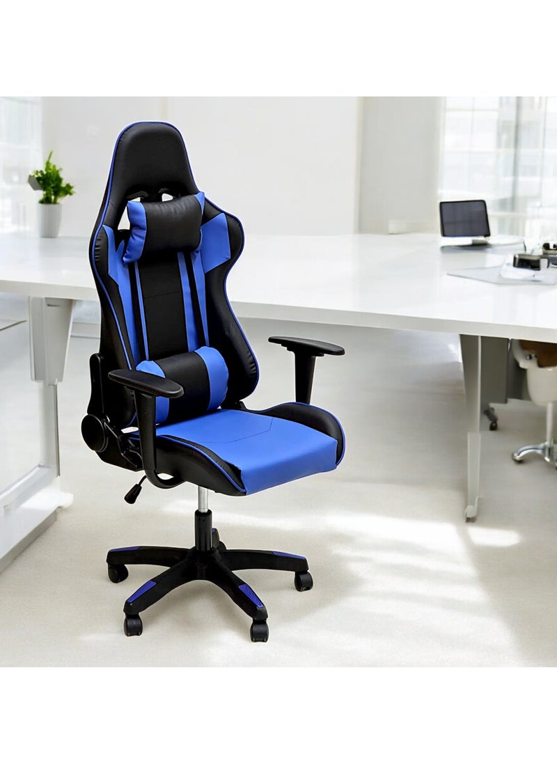 SBF Ergonomic High Back PU Leather Office Chair | Reclining Backrest up to 180° | Gaming Chair with Adjustable Height, Headrest, and Lumbar Support, Blue Black