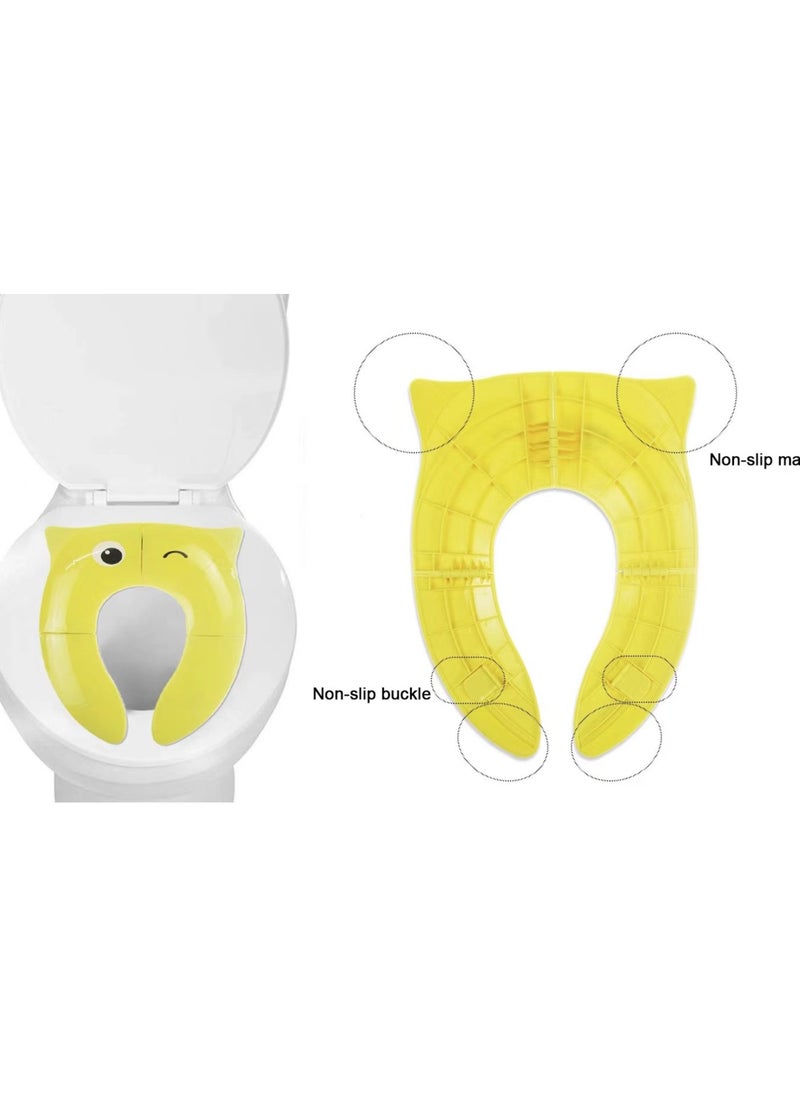 Portable Potty Seat for Toddler Travel - Foldable Non-Slip Potty Training Toilet Seat Cover for Girls, Baby Kids with Drawstring Bag