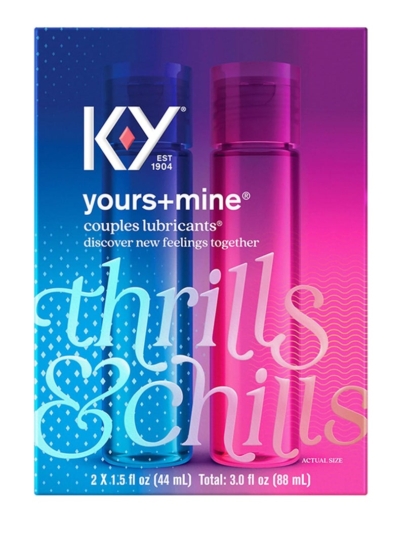 Yours + Mine Couples Lubricant, Friendly Personal Lubricant & Intimate Gel for Couples, Men, Women, Sex Lube, Clear, 2 x 1.5 Fl Oz, 2 count (Pack of 1)