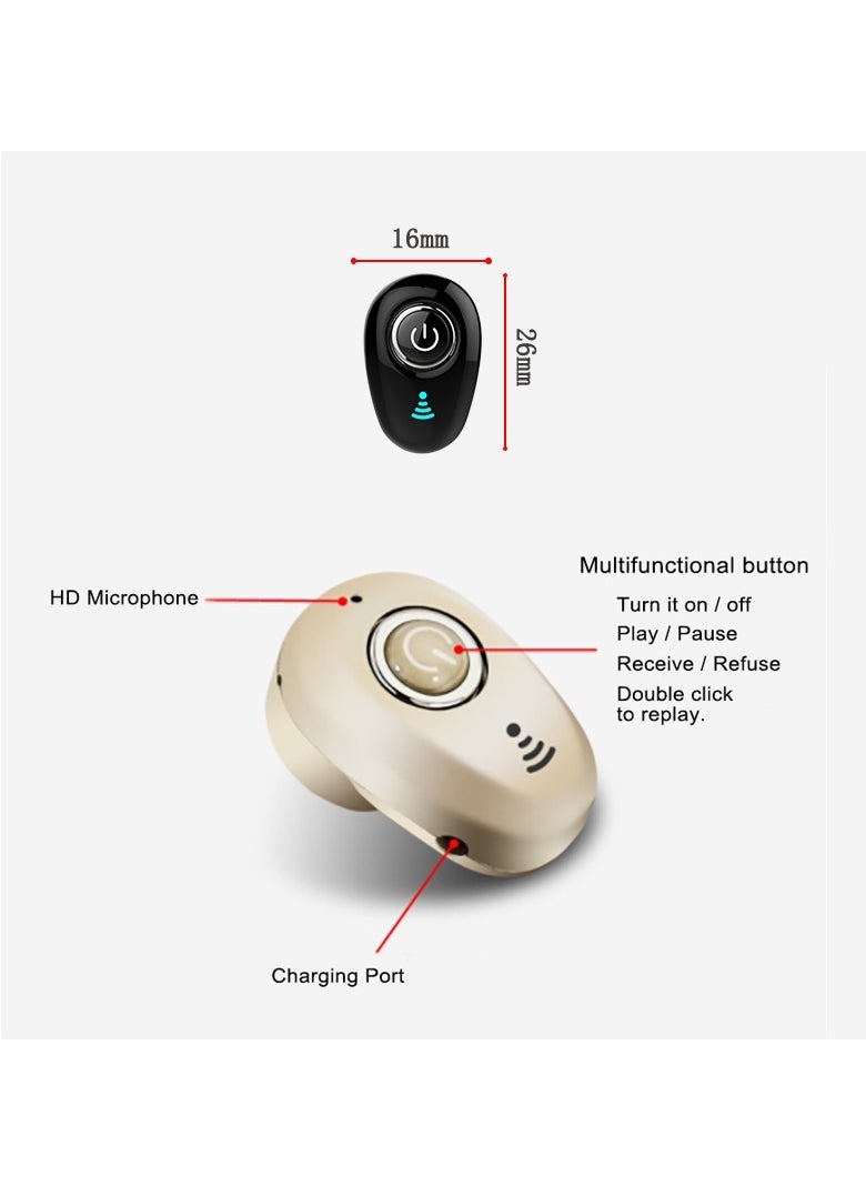 Single Wireless Earphone, Noise Cancelling Mini Bluetooth Headset, Ergonomic Design TWS Earbud With Microphone, High Quality Stereo Sound Earbud For Music, (Single Piece, Light Brown)