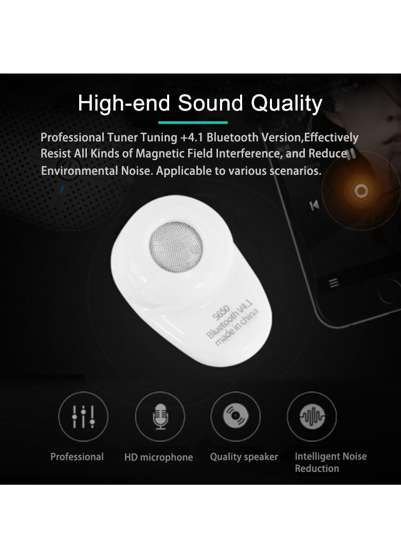 Single Wireless Earphone, Noise Cancelling Mini Bluetooth Headset, Ergonomic Design TWS Earbud With Microphone, High Quality Stereo Sound Earbud For Music, (Single Piece, White)