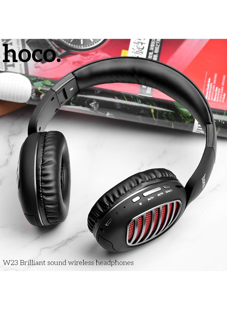 HOCO W23 Brilliant Sound Foldable Wireless and Wired Headphones with Mic Support TF Card And AUX Mode, Compatible Mobile Phones, Tablets, Laptop and Computer