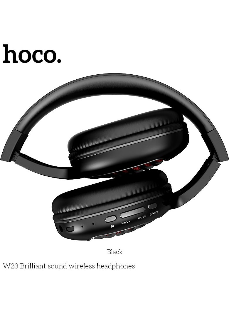 HOCO W23 Brilliant Sound Foldable Wireless and Wired Headphones with Mic Support TF Card And AUX Mode, Compatible Mobile Phones, Tablets, Laptop and Computer