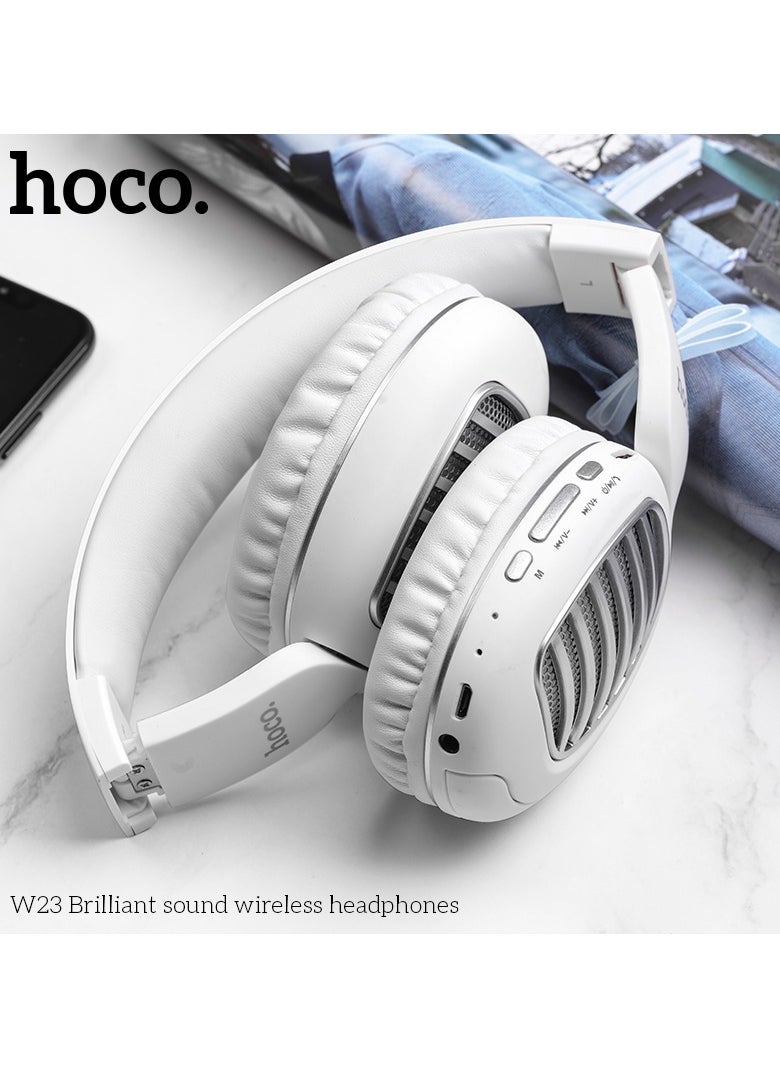 HOCO W23 Brilliant Sound Foldable Wireless and Wired Headphones with Mic Support TF Card And AUX Mode, Compatible Mobile Phones, Tablets, Laptop and Computer