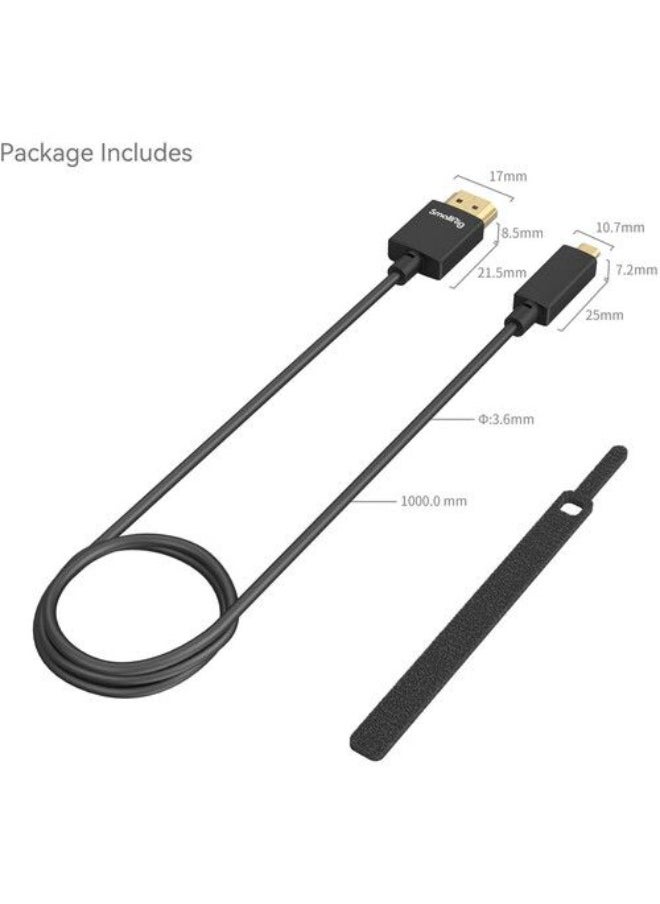 SMALLRIG ULTRA SLIM 4K Micro HDMI to Full HDMI CABLE (D to A) 100cm 4795