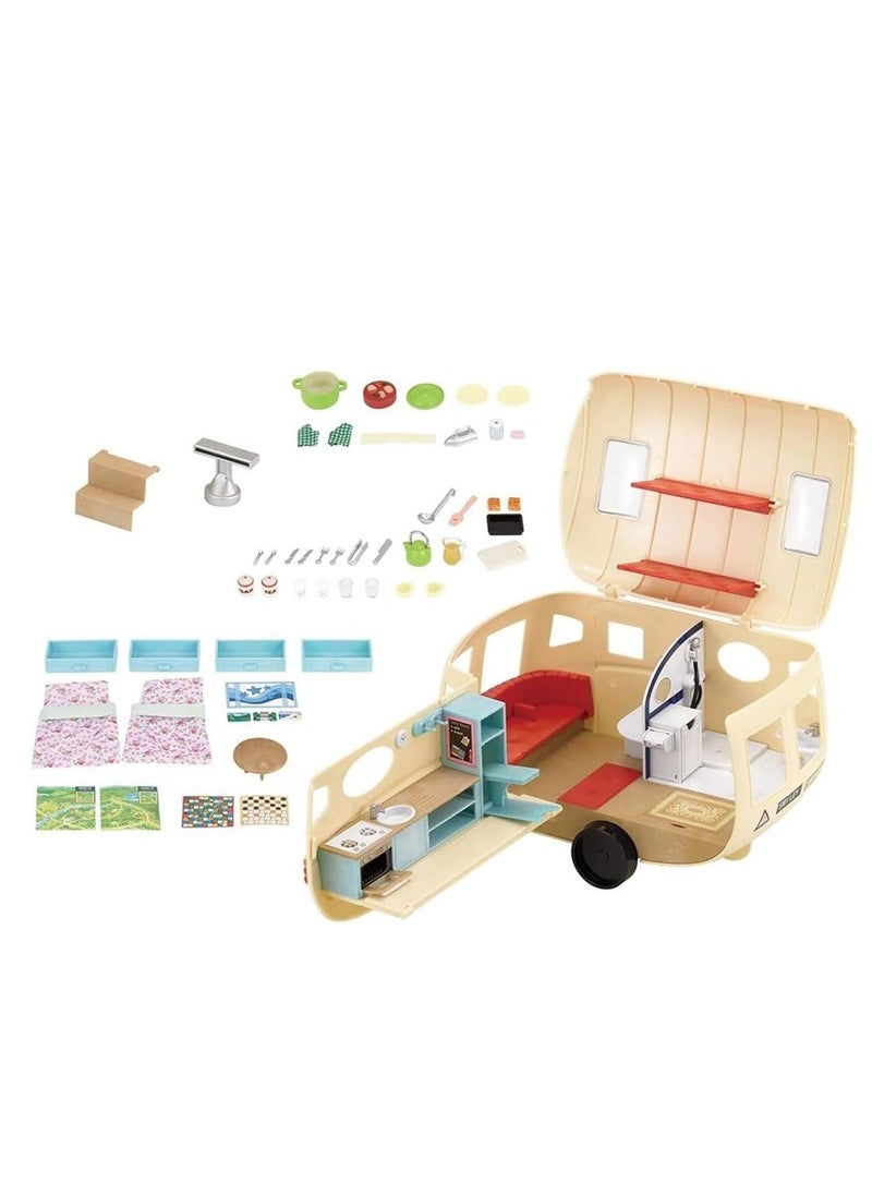 Caravan Playset for Dolls - Interactive Toy Caravan with Furniture and Accessories