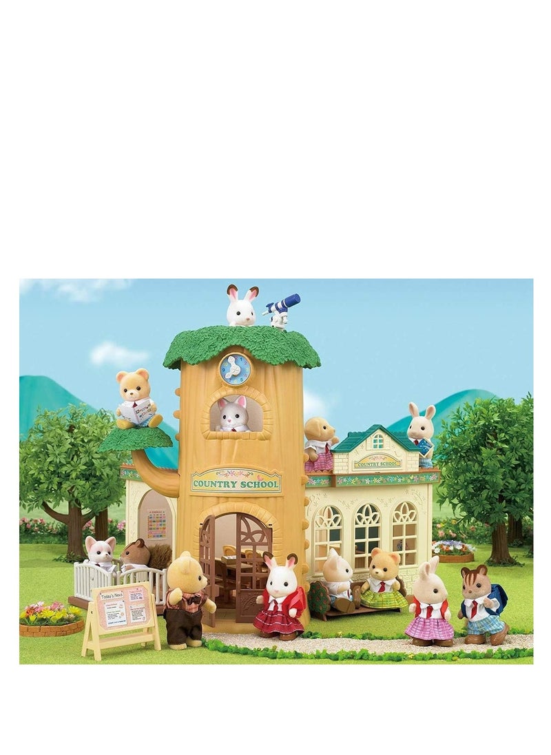 Country Tree School Playset - Educational Toy Schoolhouse with Doll Figurines and Accessories